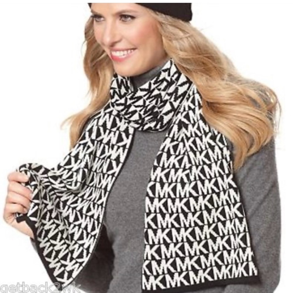 Michael Kors Monogram Black and White Scarf